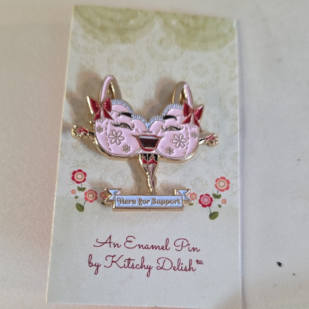 Kitty Delish "Here For Support"  Enamel Cat Pin